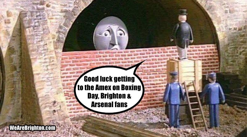 There will be no trains running to the Amex on Boxing Day for Brighton's game with Arsenal