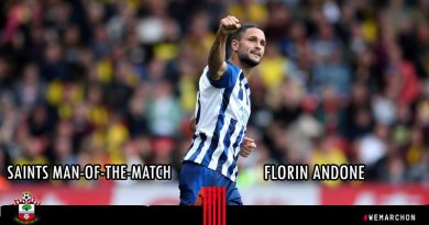 Florin Andone picked up a stupid red card as Brighton lost 2-0 at home to Southampton