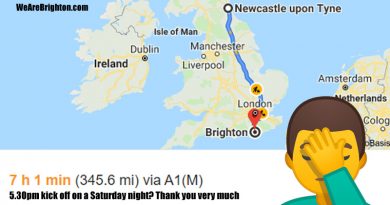 Sky Sports are sending Brighton fans on a 650 mile round trip to Newcastle United for a Saturday evening kick off