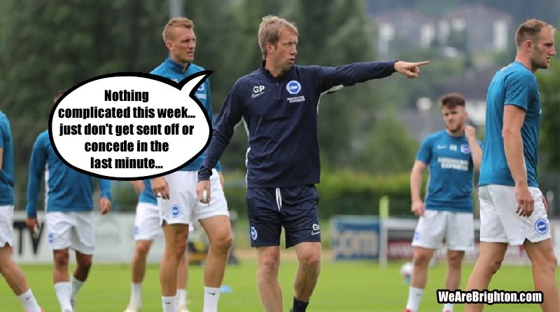 Graham Potter will hope no Brighton player gets sent off against Everton