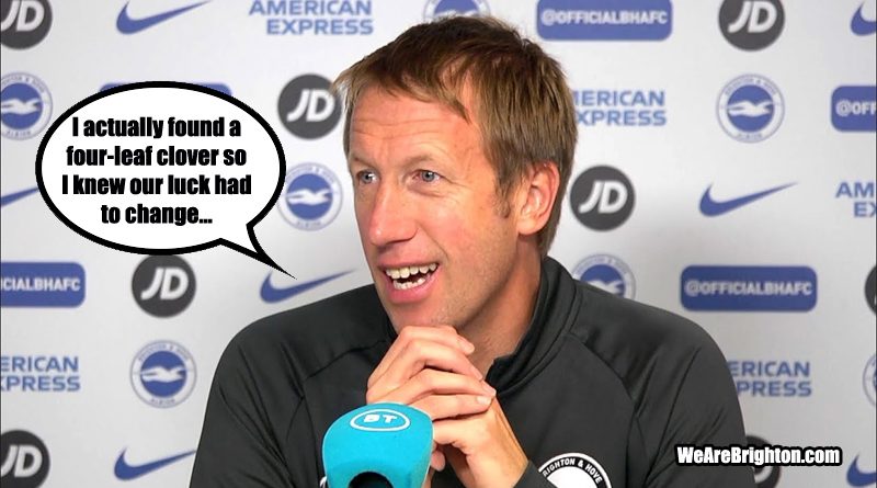 Graham Potter and Brighton finally got some luck as they beat Everton 3-2 at the Amex