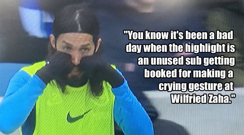 Brighton suffered a 0-1 home defeat to Crystal Palace with the only highlight from an Albion point of view being Ezequiel Schelotto mocking Wilfried Zaha for crying