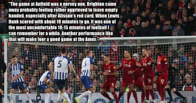 Liverpool site Anfield Index felt Brighton were unlucky not to leave Anfield with a point when the Reds won 2-1 back in November