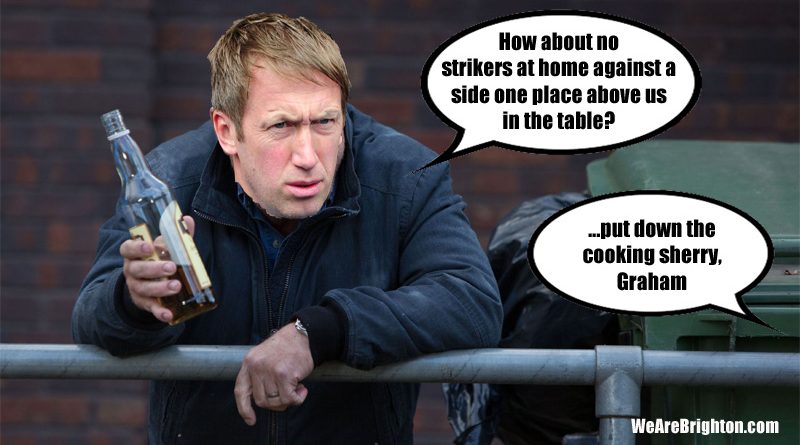 Graham Potter named a Brighton side with no centre forward as the Albion lost 0-1 at the Amex against Arsenal
