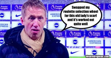 Graham Potter wore what appeared to be an old lady's scarf during the Albion's 1-0 win over Spurs
