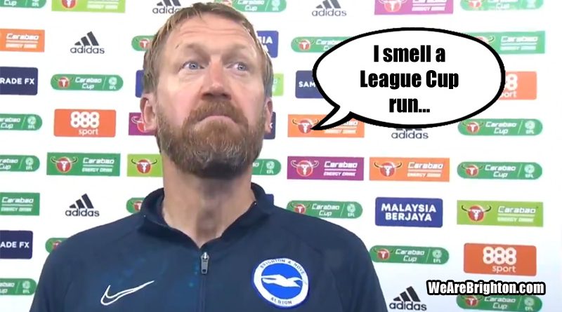 Graham Potter was a happy man after a young Brighton side beat Cardiff City 0-2 to progress in the League Cup