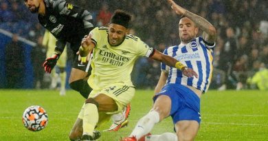 Shane Duffy puts in a last man tackle as Brighton drew 0-0 with Arsenal at the Amex