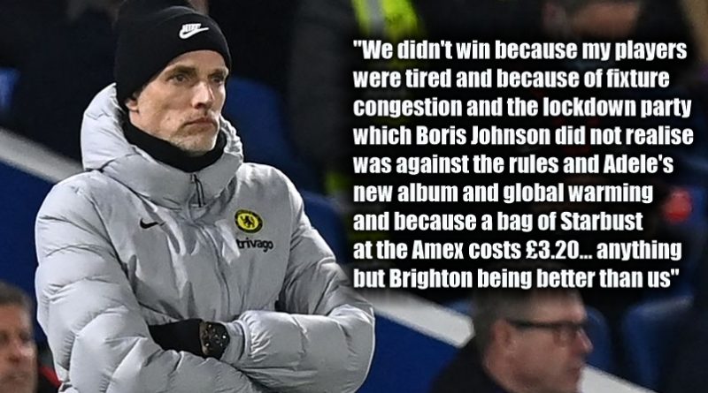 Brighton took more points off European Champions Chelsea as the sides drew 1-1 at the Amex much to Thomas Tuhel's anger