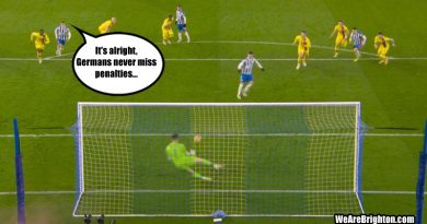 Pascal Gross missed a penalty as Brighton drew 1-1 with Crystal Palace at the Amex