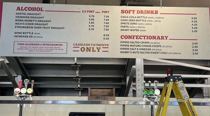 The London Stadium was charging supporters £7.60 for a pint of Moretti