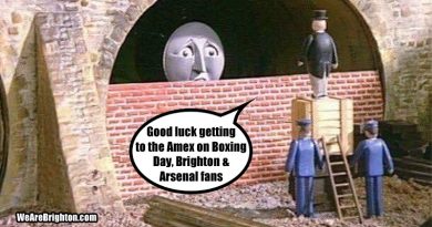Southern Rail have announced there will be no trains to the Amex for Brighton v Arsenal on Boxing Day