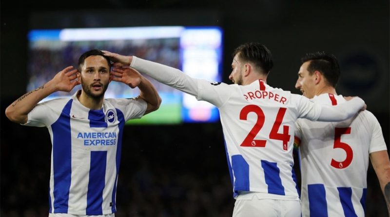 Florin Andone celebrates scoring Brighton's third against Crystal Palace
