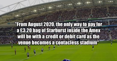 Brighton's Amex Stadium will become a cashless venue from the start of the 2020-21 season