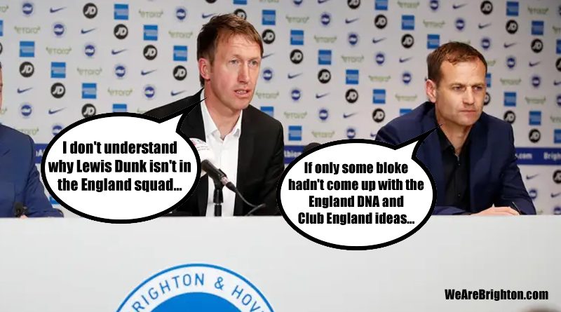 Graham Potter and Dan Ashworth discussing why Lewis Dunk isn't in the England squad