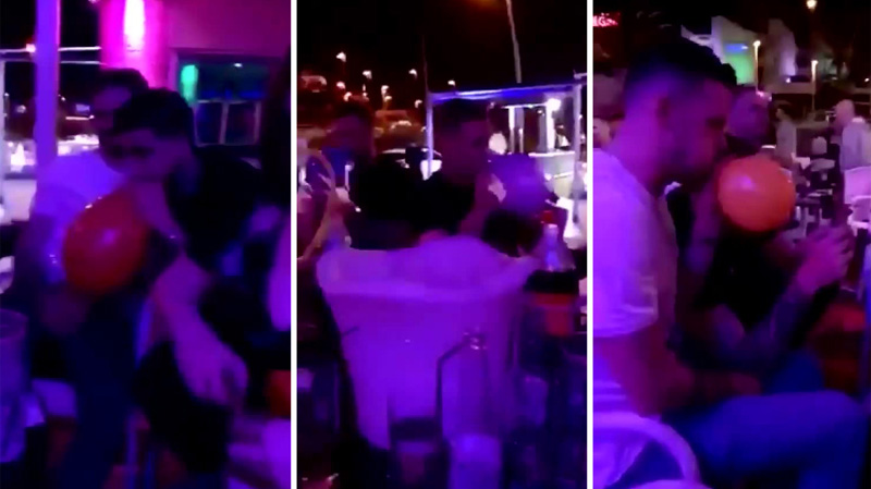 Brighton players appeared to have been caught on camera inhaling balloons in a bar in Tenerife during their winter break