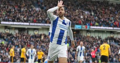 Glenn Murray celebrates his 100th Brighton goal against Wolverhampton Wanderers, making him one of the greatest Brighton strikers of all time