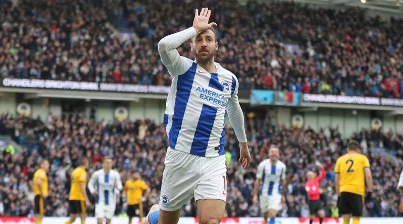 Glenn Murray celebrates his 100th Brighton goal against Wolverhampton Wanderers, making him one of the greatest Brighton strikers of all time