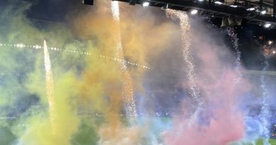 Fireworks celebrated Rainbow Laces week before Brighton & Hove Albion's Premier League match against Leeds United at the Amex Stadium