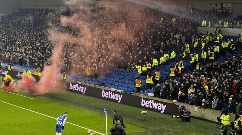 A flare at the Amex during Brighton 1-1 Crystal Palace