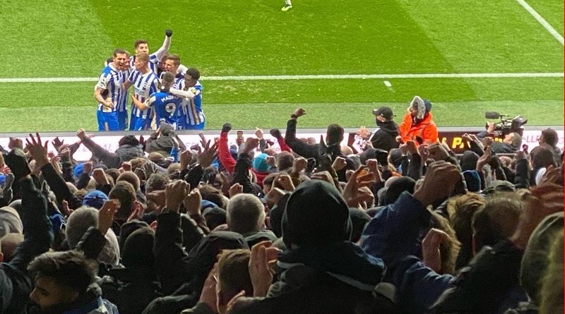 Adam Webster celebrates scoring for Brighton in their 2-0 win at Watford