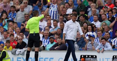 Jesse Marsch receives a booking as Leeds are beaten 1-0 by Brighton