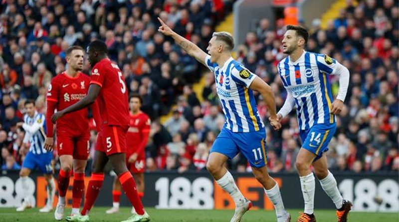 Brighton came from 2-0 behind to draw 2-2 away at Liverpool in November 2021