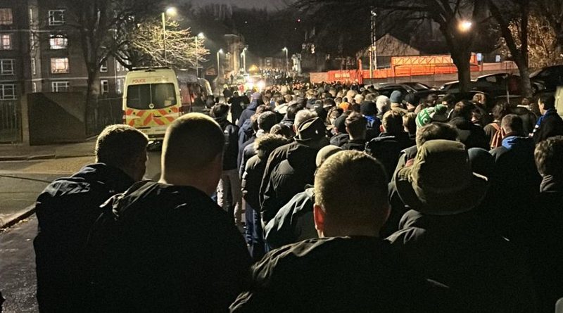 Brighton fans queue to collect tickets for over an hour ahead of the Carabao Cup Fourth Round tie at Charlton Athletic