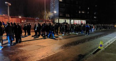 Brighton fans queue to collect tickets away at Charlton before the Carabao Cup fourth round game