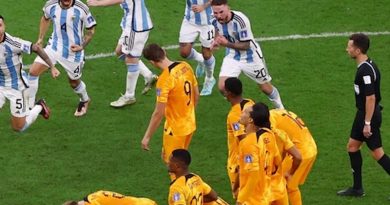 Alexis Mac Allister celebrates becoming the first Brighton player to reach a World Cup semi final as Argentina eliminate Netherlands on penalties