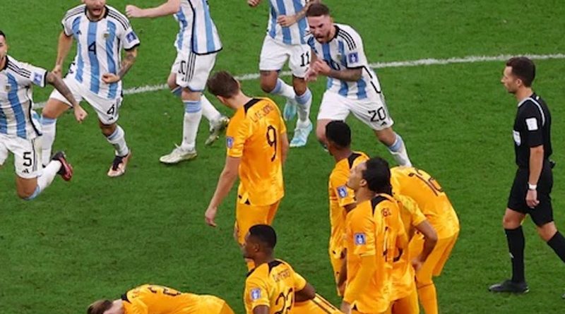 Alexis Mac Allister celebrates becoming the first Brighton player to reach a World Cup semi final as Argentina eliminate Netherlands on penalties