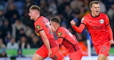 Evan Ferguson celebrates his goal as Brighton drew 2-2 away at Leicester City