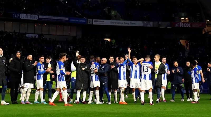 Brighton players celebrate their 1-0 win over Bournemouth