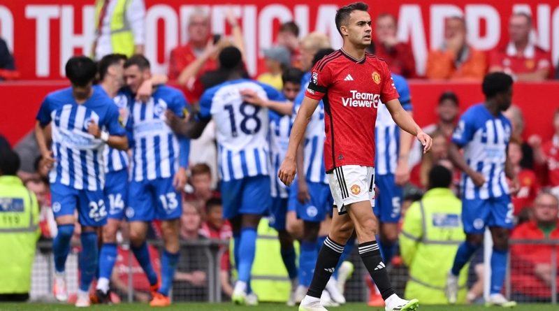 Manchester United players cannot believe it as they are beaten 3-1 by Brighton
