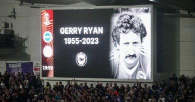 The Amex pays tribute to Brighton midfielder Gerry Ryan before the Albion beat Ajax 2-0
