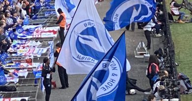 Brighton flags at Wembley for the FA Cup semi final against Manchester United in April 2023