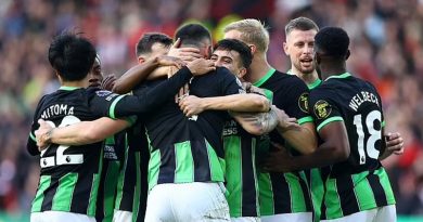 Brighton celebrate Facundo Buonanotte opening the scoring in their 5-0 win over Sheffield United